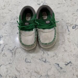 HeyDude green/white/grey toddler shoes